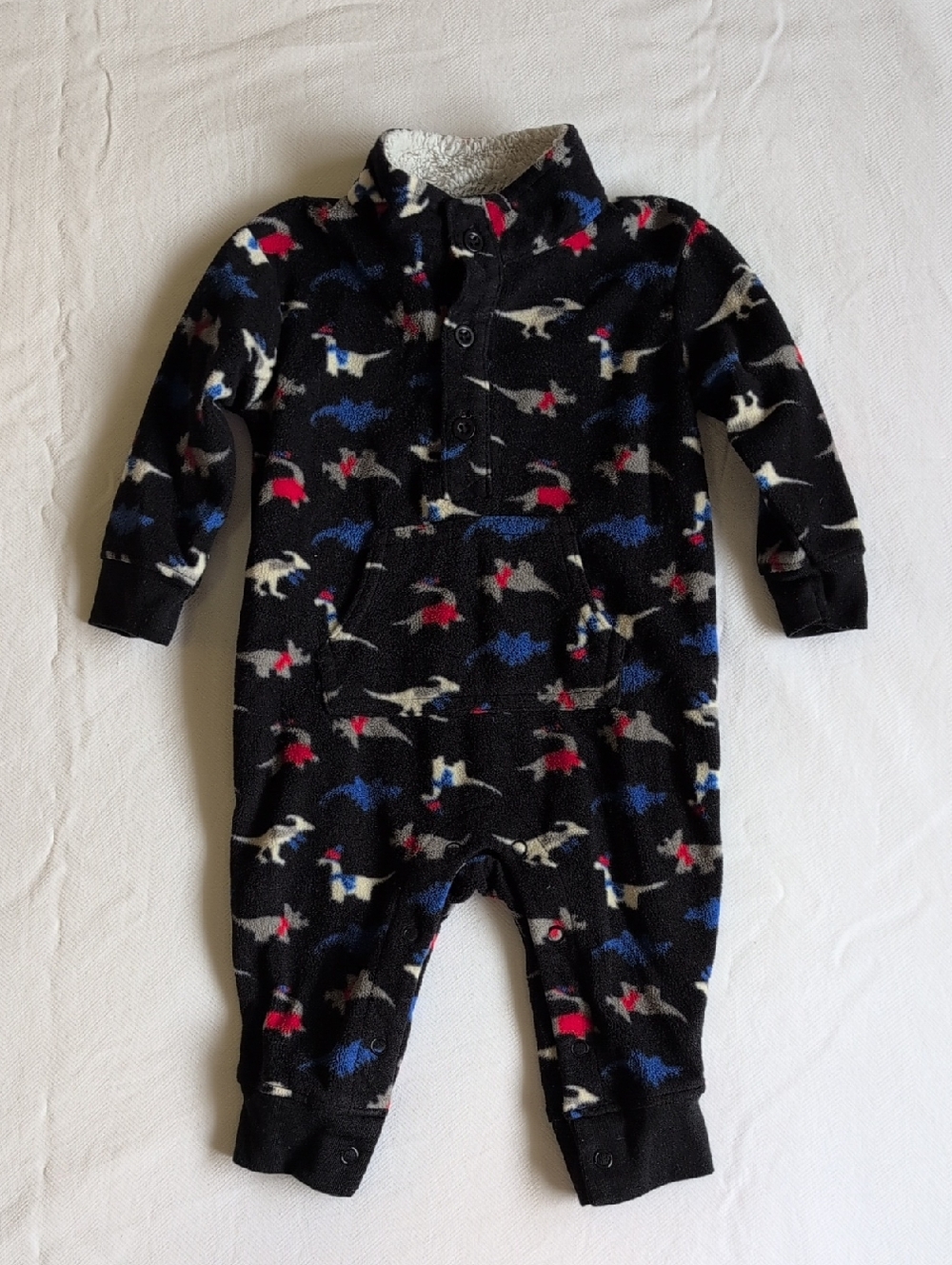 joe fresh dinosaur winter fleece jumpsuit black 3-6 months baby boy